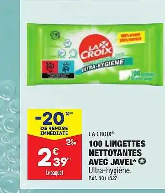 ALDI 100 lingettes nettoyantes avec javel la croix offre