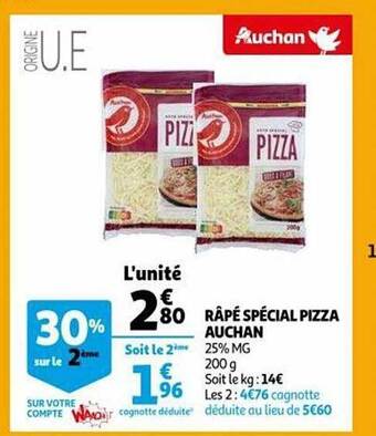 Auchan Râpé spécial pizza auchan offre