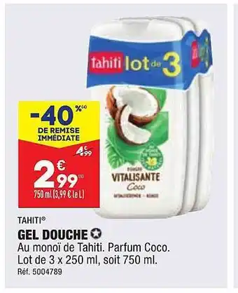 ALDI Gel douche tahiti offre