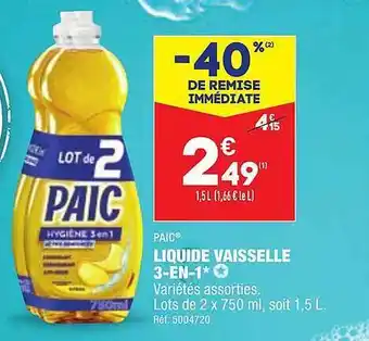 ALDI Liquide vaisselle 3-en-1 paic offre