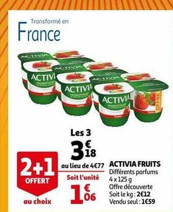 Auchan Activia fruits offre