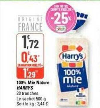 G20 100% mie nature harrys offre