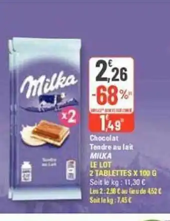 G20 Chocolat tendre au lait milka offre