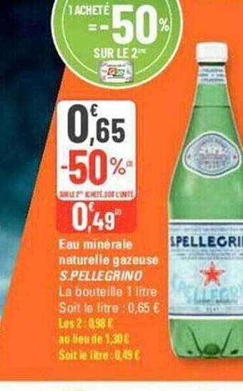 G20 Eau minérale naturelle gazeuse s. pellegrino offre