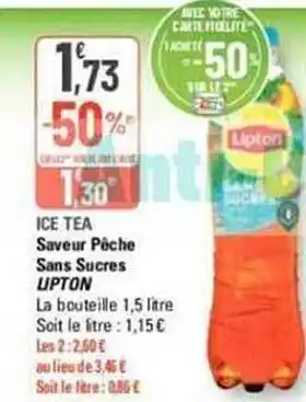 G20 Ice tea saveur pêche sans sucre lipton offre