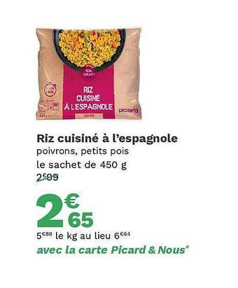 Picard Riz cuisiné à l'espagnole offre