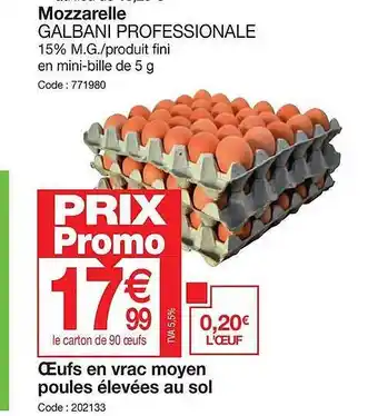 Promocash Œufs en vrac moyen poules élevées au sol offre