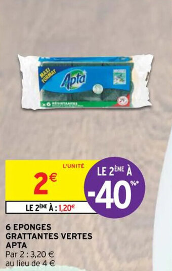 Intermarché 6 eponges grattantes vertes APTA offre