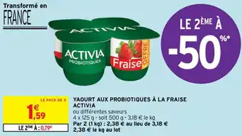 Intermarché Yaourts aux probiotiques à la fraise ACTIVIA offre