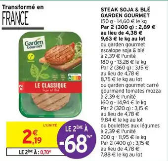 Intermarché Steak soja & blé garden gourmet offre