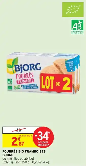 Intermarché Fourrés bio framboises BJORG offre