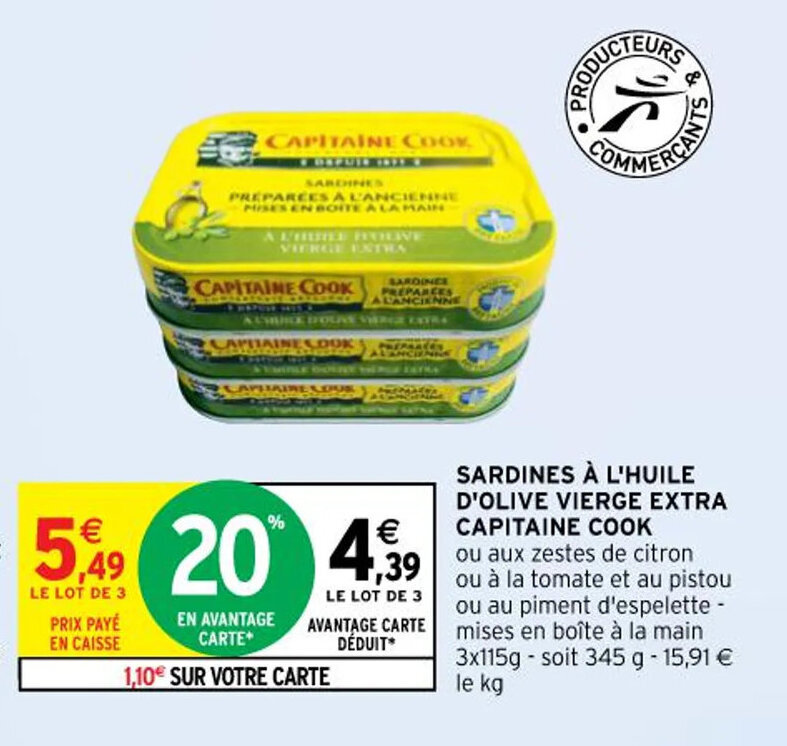 Promo Sardines à l'huile d'olive vierge extra CAPITAINE COOK chez