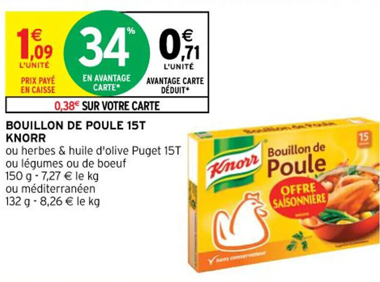 Promo Bouillon de poule 15T KNORR chez Intermarché