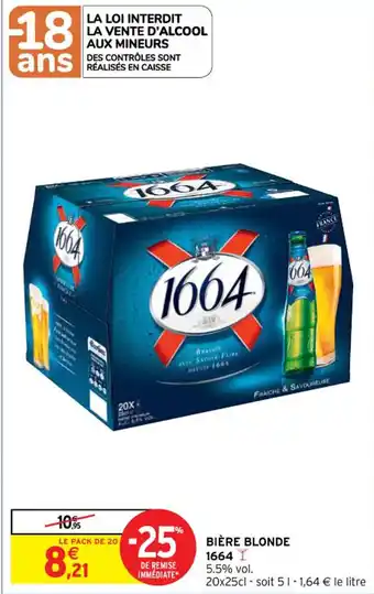 Intermarché Bière blonde 1664 offre