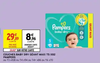 Intermarché Couches baby dry géant maxi T5 X82 PAMPERS offre