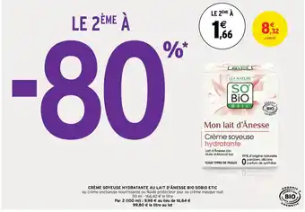 Intermarché Crème soyeuse hydratante au lait d'ânesse bio so bio etic offre