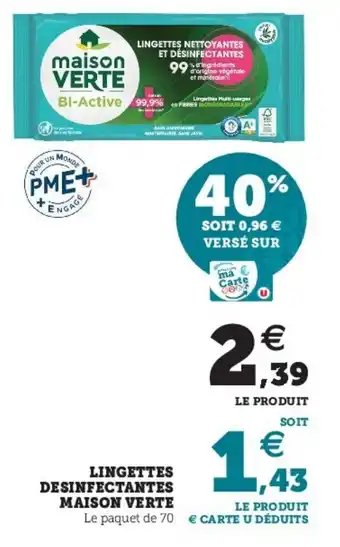 Super U Lingettes Desinfectantes Maison Verte offre