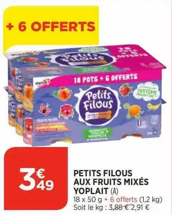 Bi1 Petits filous aux fruits mixés yoplait offre