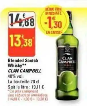 G20 Blended scotch whisky clan campbell offre