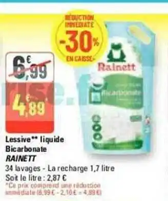 G20 Lessive liquide bicarbonate rainett offre