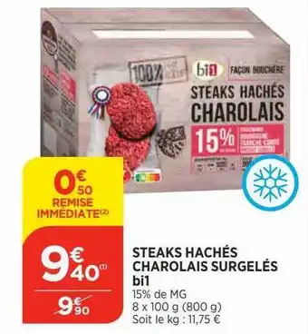 Bi1 Steaks hachés charolais surgelés bi1 offre