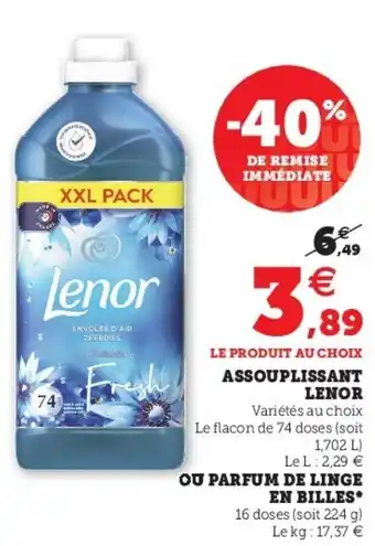 Super U Assouplissant Lenor offre