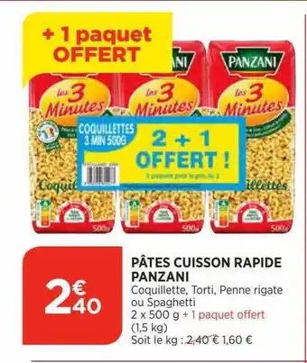 Bi1 Pâtes cuisson rapide panzani offre