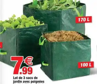 Bazarland Lot de 3 sacs de jardin avec poignées offre