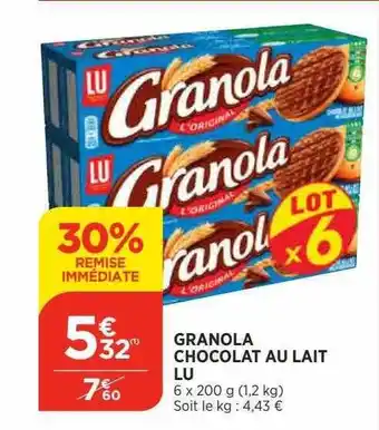 Bi1 Granola chocolat au lait lu offre