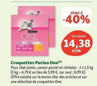 Maxi Zoo Croquettes purina one pour chat junior offre