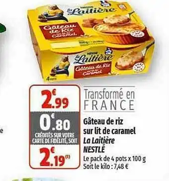 Gâteau de riz sur lit de caramel la laitière nestlé