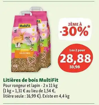 Maxi Zoo Litières de bois multifit pour ronguer et lapin offre