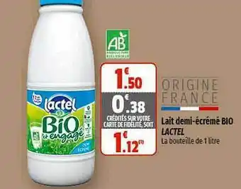 Coccinelle Express Lait demi-écrémé bio lactel offre