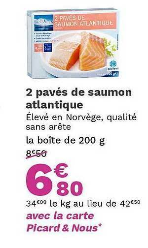 Picard 2 pavés de saumon atlantique offre