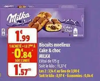 Coccimarket Biscuits moelleux cake & choc milka offre