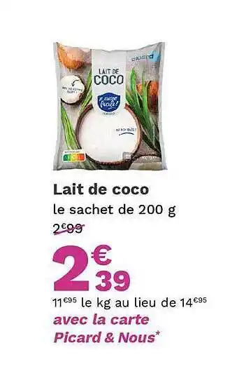 Picard Lait de coco offre
