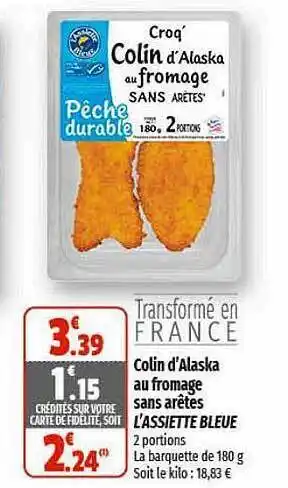 Coccinelle Express Colin d'alaska au fromage sans arêtes l'assiette bleue offre