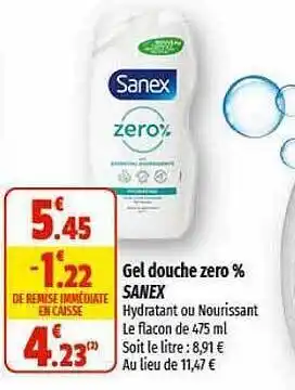 Gel douche zero % sanex