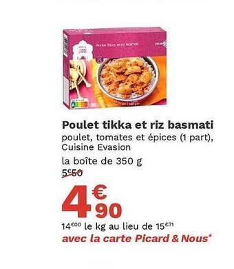 Picard Poulet tikka et riz basmati offre