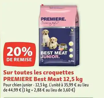 Maxi Zoo Sur toutes les croquettes premier best meat pouch chien junior offre