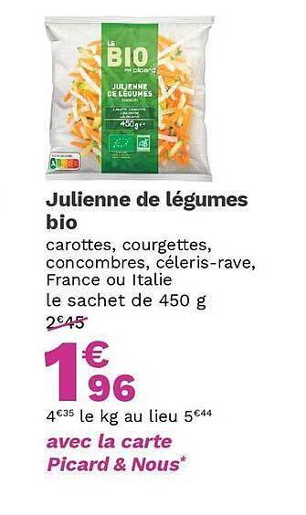 Picard Julienne de légumes bio offre