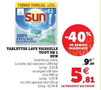 Super U Tablettes Lave Vaisselle Tout En 1 Sun offre