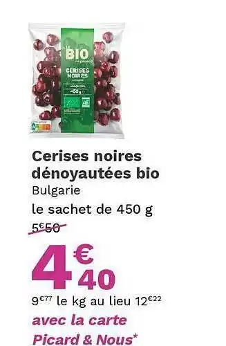 Picard Cerises noires d'énoyautées bio offre