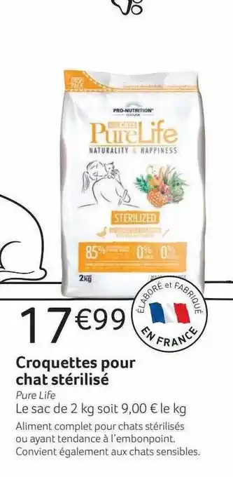 VillaVerde Croquettes pour chat stérilisé pure life offre