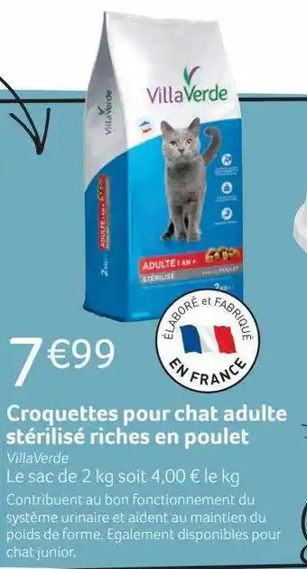 VillaVerde Croquettes pour chat adulte stérilisé riches en poulet villaverde offre