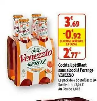 Coccinelle Supermarché Cocktail pétillant sans alcool à l'orange venezzio offre
