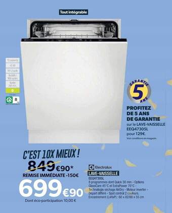 Proxi Confort Electrolux lave-vaisselle offre