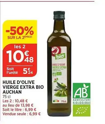 Maximarché Huile d'olive vierge extra bio auchan offre