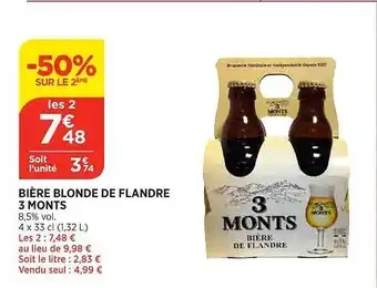 Maximarché Bière blonde de flandre 3 monts -50% sur le 2ème offre