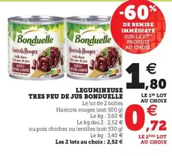Super U Legumineuse Tres Peu De Jus Bonduelle offre